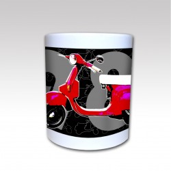 Taza Cerámica "Vespa 1980" fondo Negro