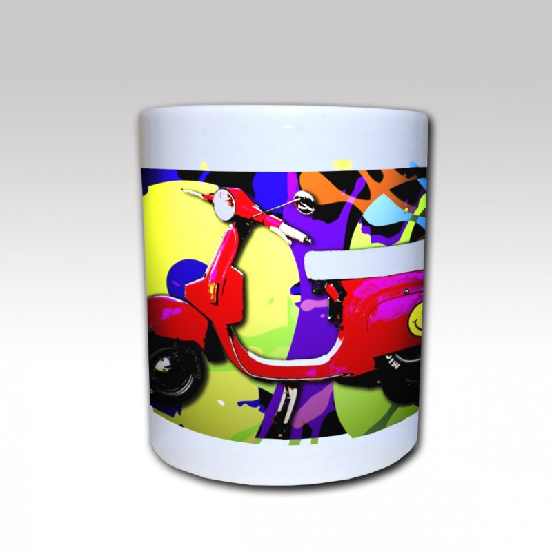 Taza Cerámica "Vespa Acid Graff 1980" fondo Color