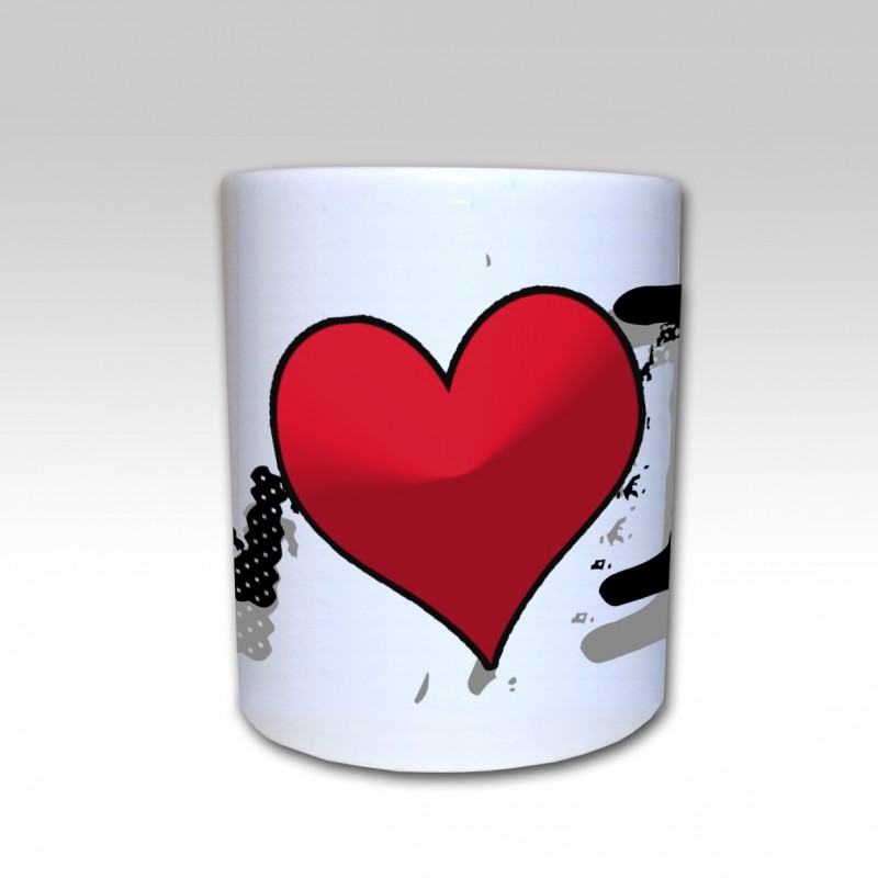 Taza Cerámica "I LOF U" fondo Blanco