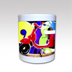 Taza Cerámica "Vespa Graff 1980" fondo Color