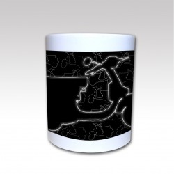 Taza Cerámica "Vespas Silueta" fondo Negro